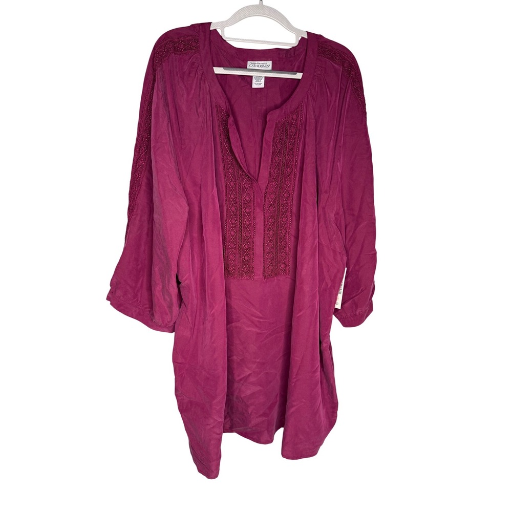 NWT Maggie Barnes for Catherine's maroon boho blouse 3/4 sleeve‎